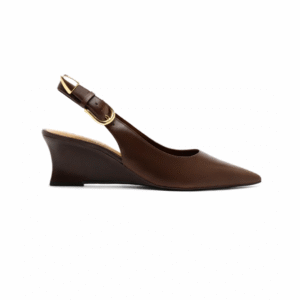 Scarpin Marrom Escuro Couro Anabela Fachete Slingback