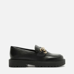 Mocassim Preto Couro Tratorado Bridão