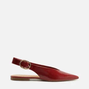 Sapatilha Vermelha Couro Slingback Bico Fino Becca