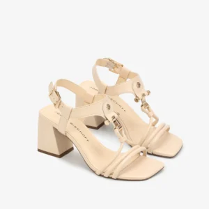 Sandália Salto Bloco Amarelo Butter Couro